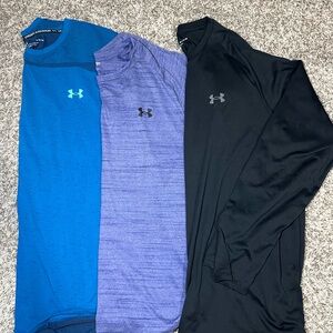 Under Armour Long Sleeve Tees Blue and Purple Performance